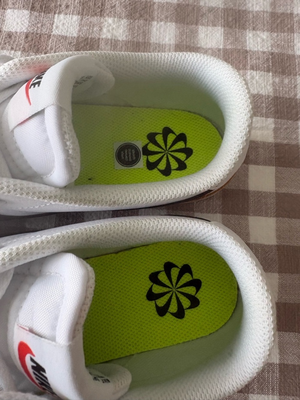 Nike Women’s White Sneakers with Black Swoosh and Brown Trim - Picture 3 of 7